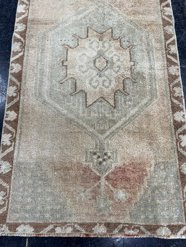 Turkish Mini Rug Oriental Hand Knotted Vintage Rug  1'8'' x  3' #12215