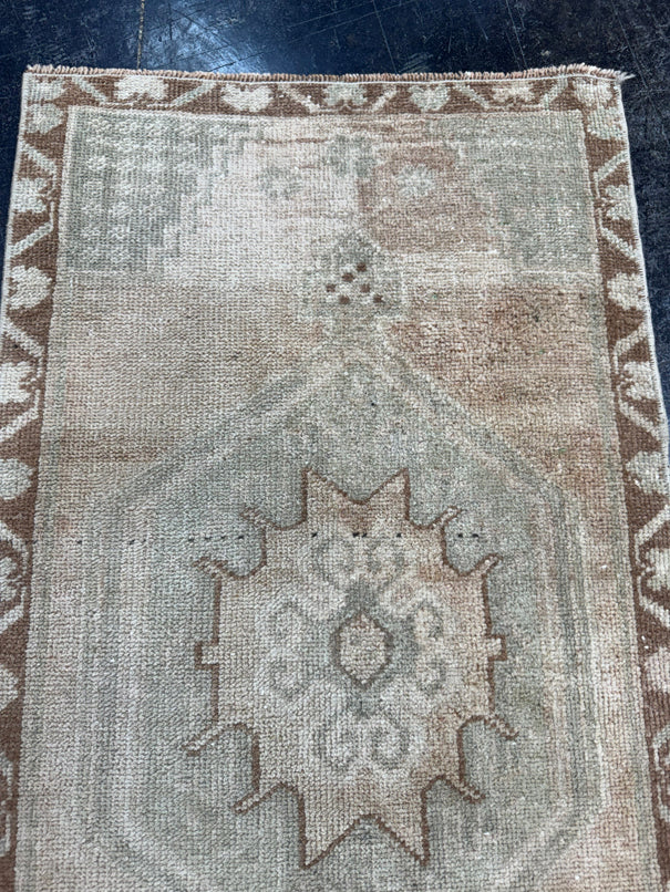 Turkish Mini Rug Oriental Hand Knotted Vintage Rug  1'8'' x  3' #12215