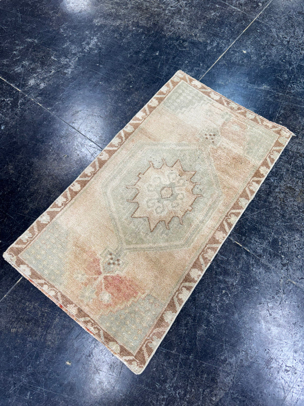 Turkish Mini Rug Oriental Hand Knotted Vintage Rug  1'8'' x  3' #12215