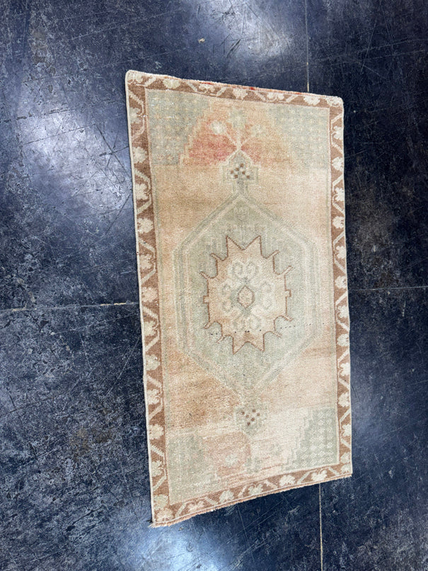 Turkish Mini Rug Oriental Hand Knotted Vintage Rug  1'8'' x  3' #12215