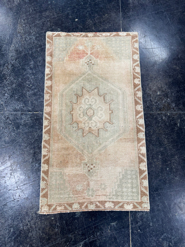 Turkish Mini Rug Oriental Hand Knotted Vintage Rug  1'8'' x  3' #12215