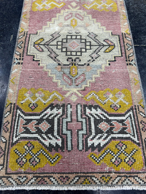 Turkish Mini Rug Oriental Hand Knotted Vintage Rug  1'7'' x  3'3'' #12214