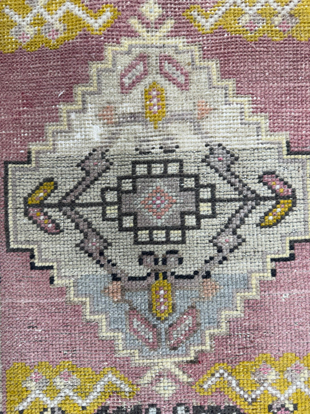Turkish Mini Rug Oriental Hand Knotted Vintage Rug  1'7'' x  3'3'' #12214