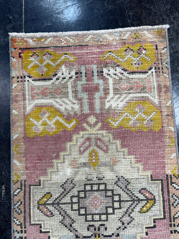 Turkish Mini Rug Oriental Hand Knotted Vintage Rug  1'7'' x  3'3'' #12214