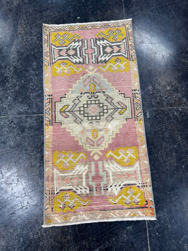 Turkish Mini Rug Oriental Hand Knotted Vintage Rug  1'7'' x  3'3'' #12214