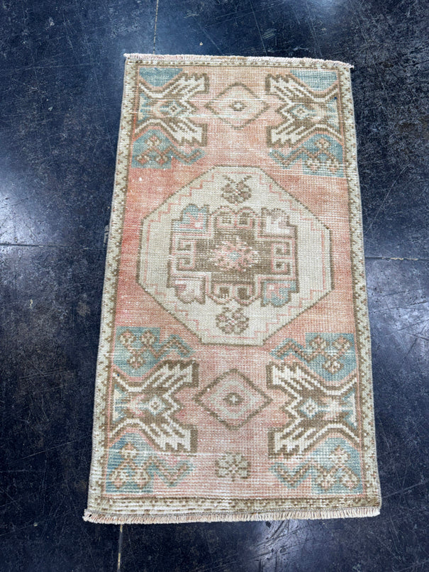 Turkish Mini Rug Oriental Hand Knotted Vintage Rug  1'6'' x  2'8'' #12213