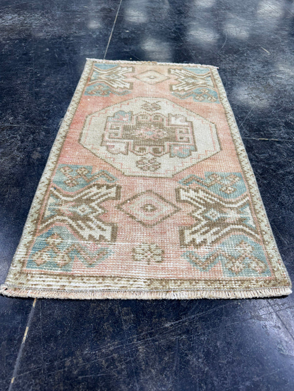 Turkish Mini Rug Oriental Hand Knotted Vintage Rug  1'6'' x  2'8'' #12213