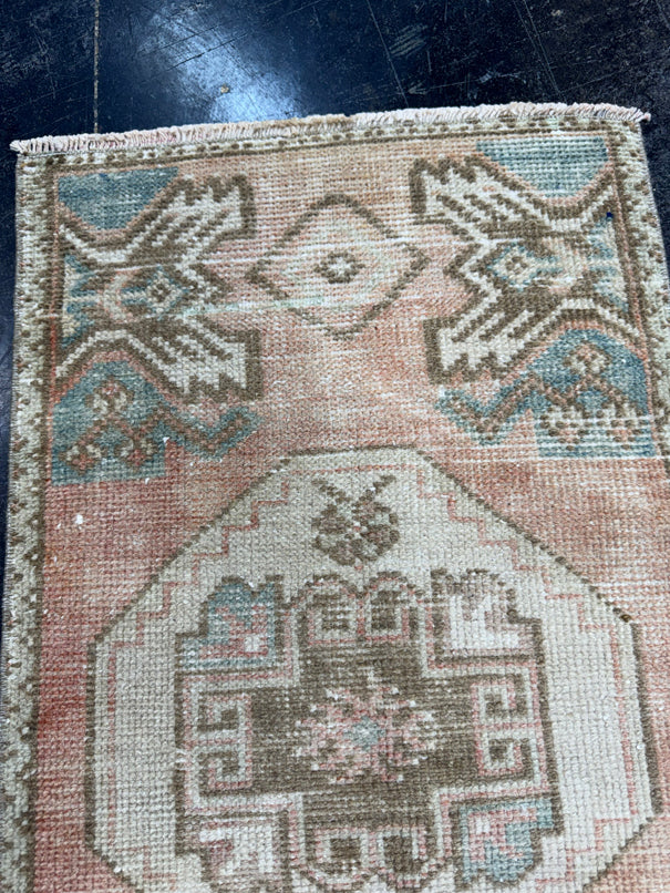 Turkish Mini Rug Oriental Hand Knotted Vintage Rug  1'6'' x  2'8'' #12213