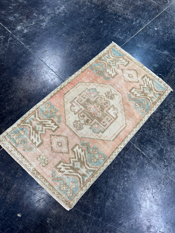 Turkish Mini Rug Oriental Hand Knotted Vintage Rug  1'6'' x  2'8'' #12213