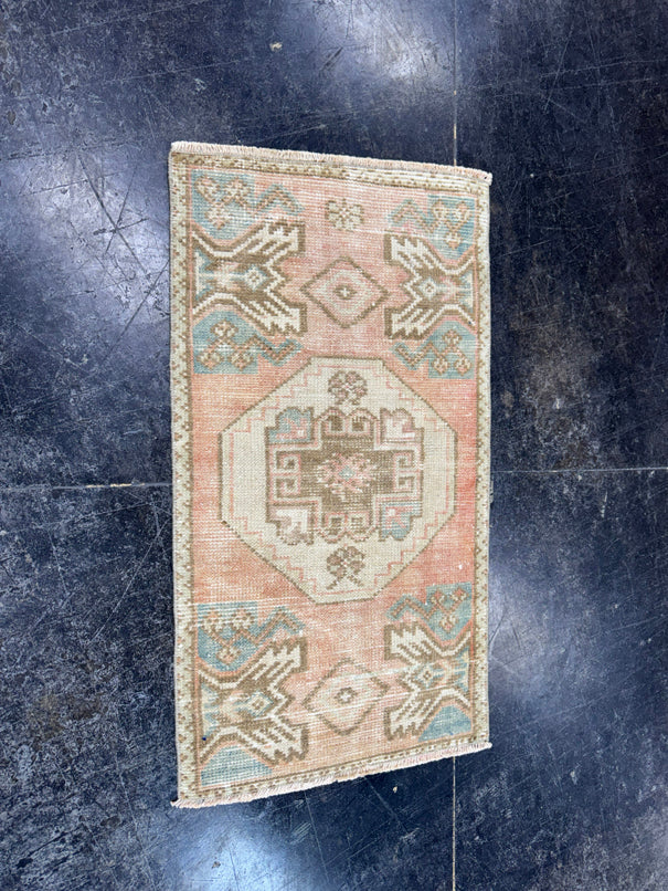 Turkish Mini Rug Oriental Hand Knotted Vintage Rug  1'6'' x  2'8'' #12213