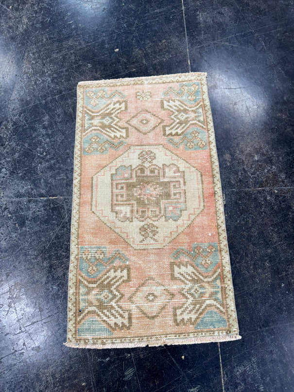 Turkish Mini Rug Oriental Hand Knotted Vintage Rug  1'6'' x  2'8'' #12213