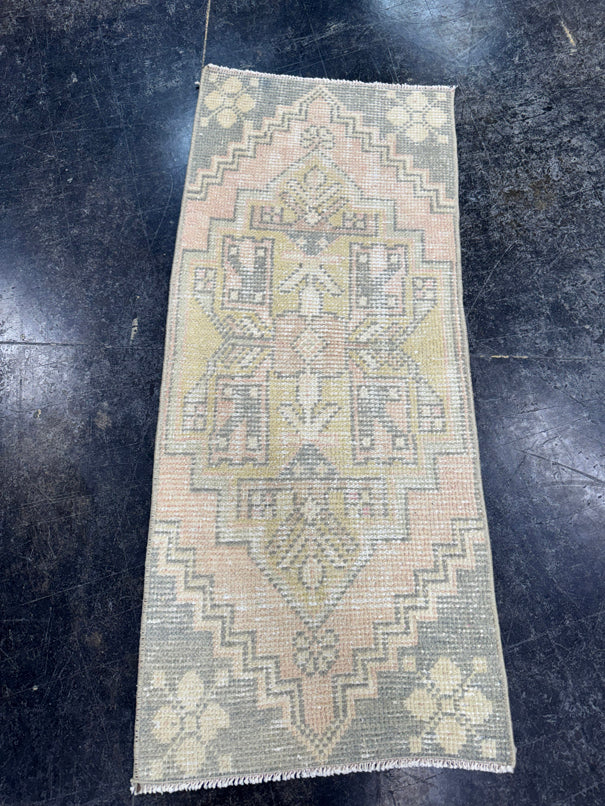 Turkish Mini Rug Oriental Hand Knotted Vintage Rug  1'5'' x  3'2'' #12212