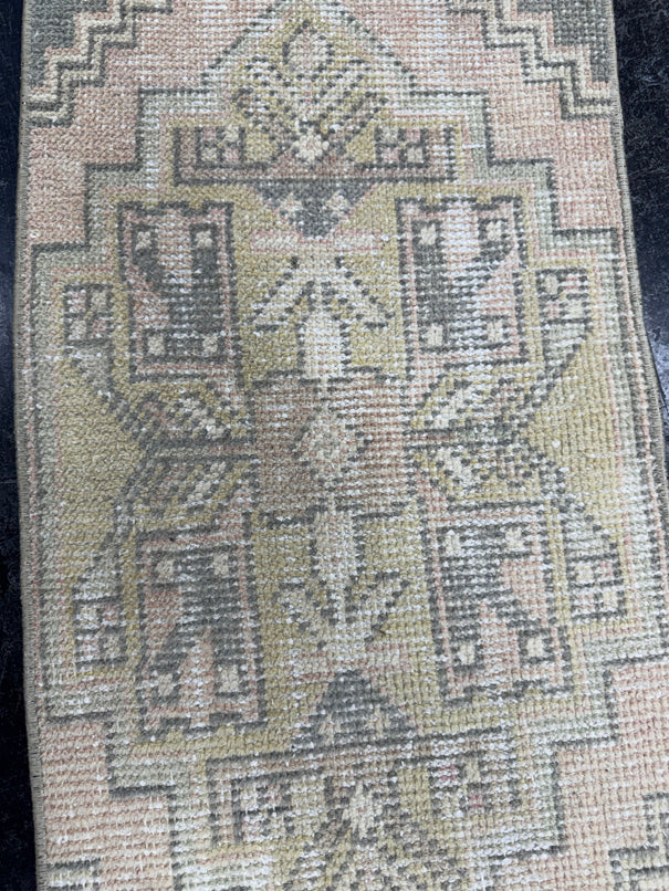 Turkish Mini Rug Oriental Hand Knotted Vintage Rug  1'5'' x  3'2'' #12212
