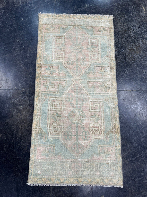 Turkish Mini Rug Oriental Hand Knotted Vintage Rug  1'7'' x  3'4'' #12209