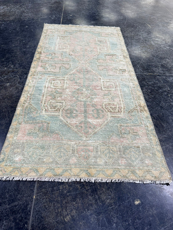 Turkish Mini Rug Oriental Hand Knotted Vintage Rug  1'7'' x  3'4'' #12209