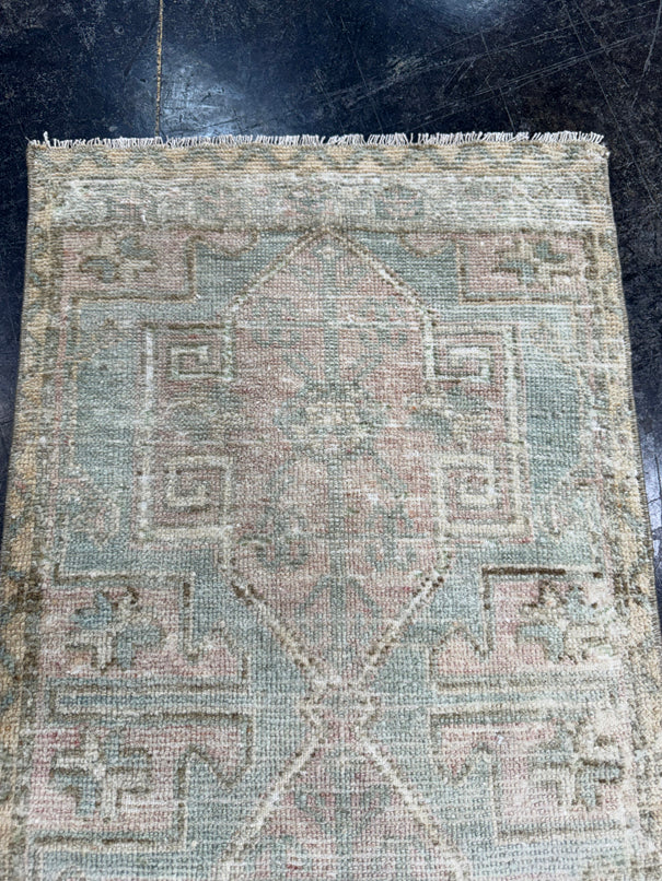 Turkish Mini Rug Oriental Hand Knotted Vintage Rug  1'7'' x  3'4'' #12209