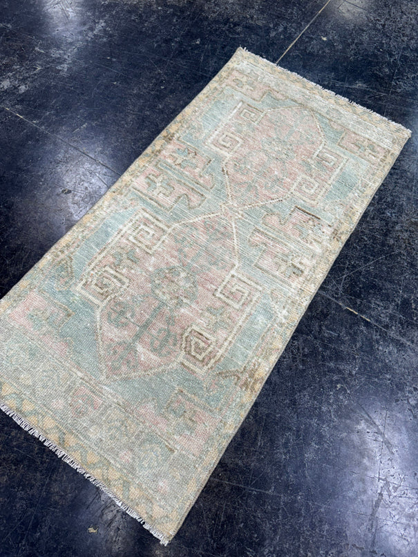 Turkish Mini Rug Oriental Hand Knotted Vintage Rug  1'7'' x  3'4'' #12209