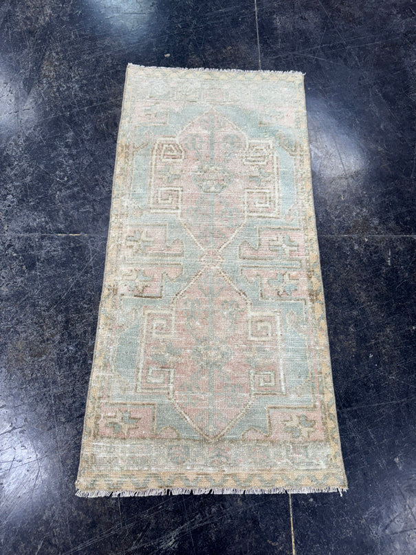 Turkish Mini Rug Oriental Hand Knotted Vintage Rug  1'7'' x  3'4'' #12209