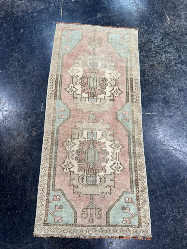 Turkish Mini Rug Oriental Hand Knotted Vintage Rug  1'6'' x  3'5'' #12210