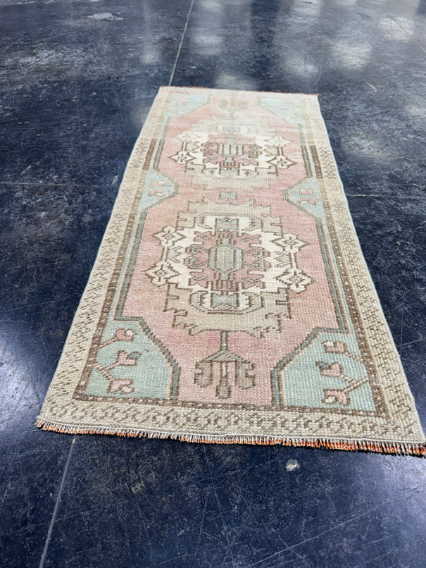 Turkish Mini Rug Oriental Hand Knotted Vintage Rug  1'6'' x  3'5'' #12210