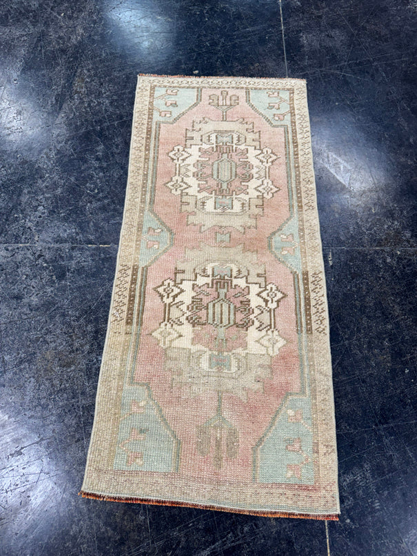 Turkish Mini Rug Oriental Hand Knotted Vintage Rug  1'6'' x  3'5'' #12210