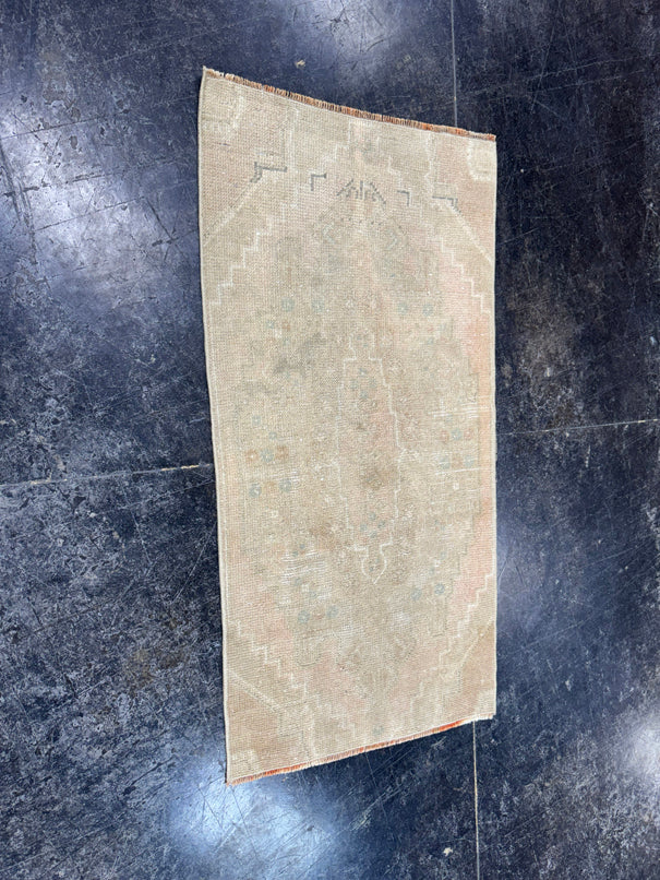 Turkish Mini Rug Oriental Hand Knotted Vintage Rug  1'7'' x  3'2'' #12206