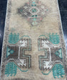 Turkish Mini Rug Oriental Hand Knotted Vintage Rug  1'5'' x  3'6'' #12204