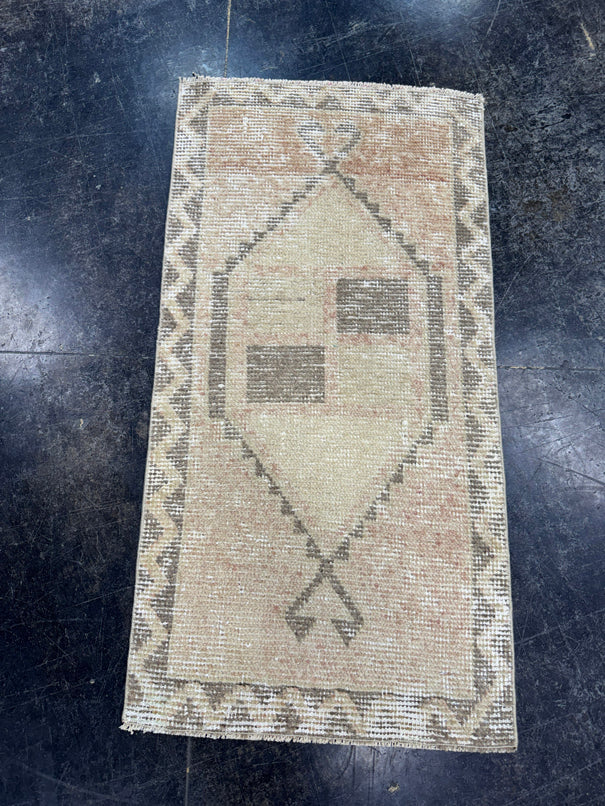 Turkish Mini Rug Oriental Hand Knotted Vintage Rug  1'8'' x  3'2'' #12205