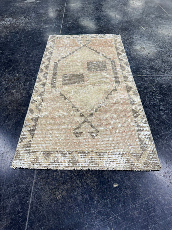 Turkish Mini Rug Oriental Hand Knotted Vintage Rug  1'8'' x  3'2'' #12205