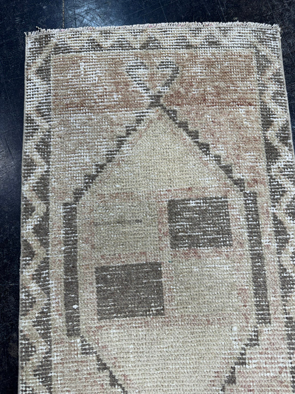 Turkish Mini Rug Oriental Hand Knotted Vintage Rug  1'8'' x  3'2'' #12205