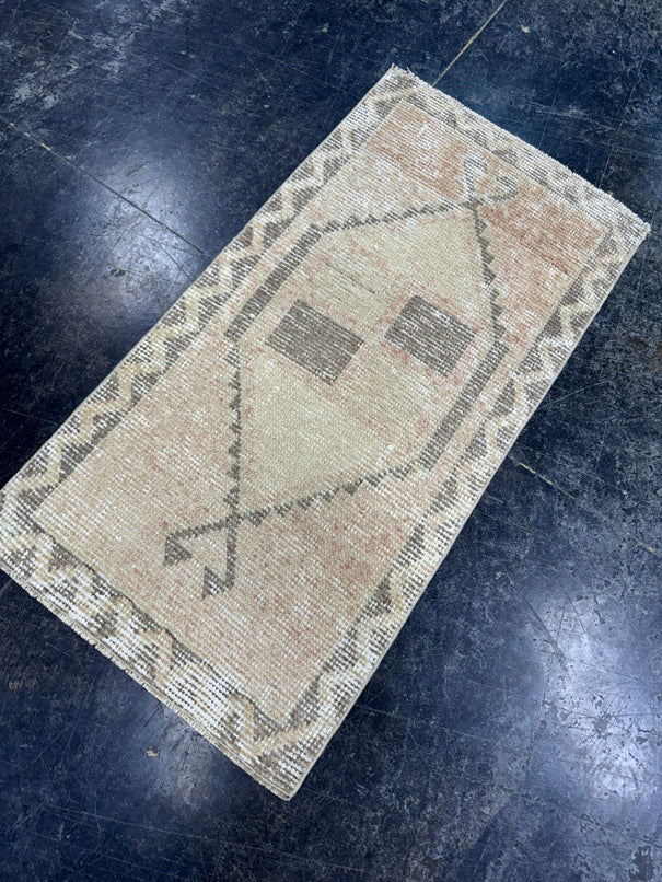 Turkish Mini Rug Oriental Hand Knotted Vintage Rug  1'8'' x  3'2'' #12205
