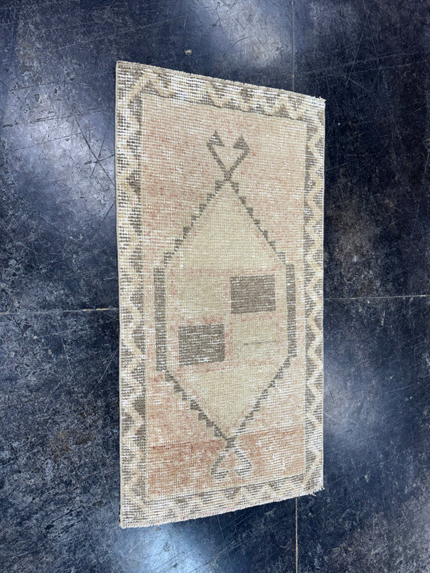 Turkish Mini Rug Oriental Hand Knotted Vintage Rug  1'8'' x  3'2'' #12205