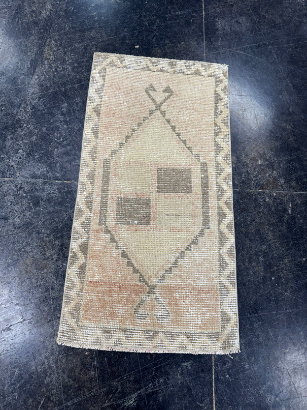 Turkish Mini Rug Oriental Hand Knotted Vintage Rug  1'8'' x  3'2'' #12205
