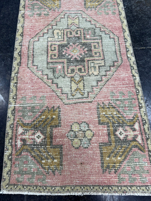 Turkish Mini Rug Oriental Hand Knotted Vintage Rug  1'7'' x  3'2'' #12207