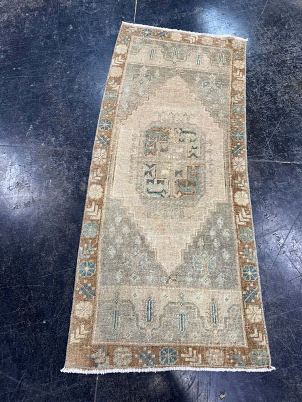 Turkish Mini Rug Oriental Hand Knotted Vintage Rug  1'5'' x  3'3'' #12197