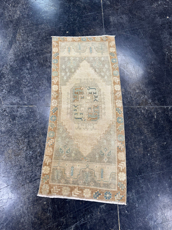 Turkish Mini Rug Oriental Hand Knotted Vintage Rug  1'5'' x  3'3'' #12197