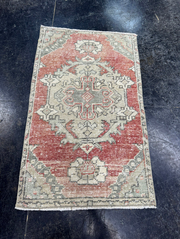 Turkish Mini Rug Oriental Hand Knotted Vintage Rug  1'9'' x  2'11'' #12198