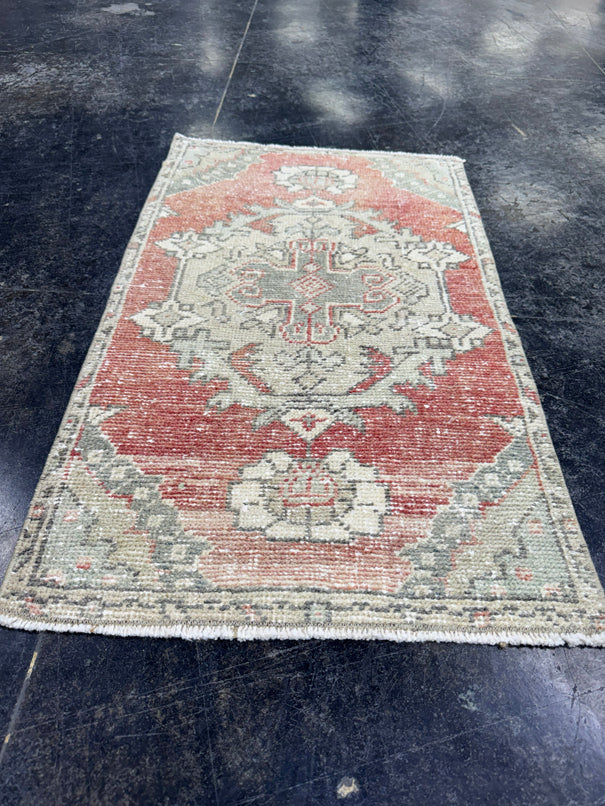 Turkish Mini Rug Oriental Hand Knotted Vintage Rug  1'9'' x  2'11'' #12198