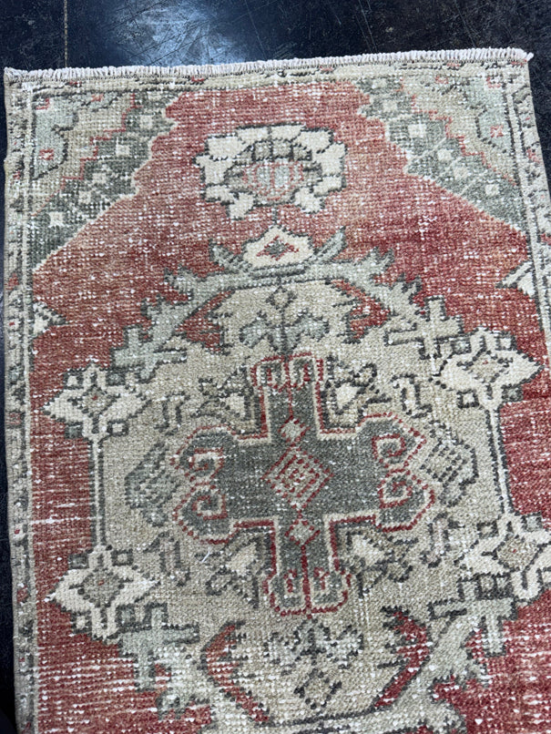 Turkish Mini Rug Oriental Hand Knotted Vintage Rug  1'9'' x  2'11'' #12198