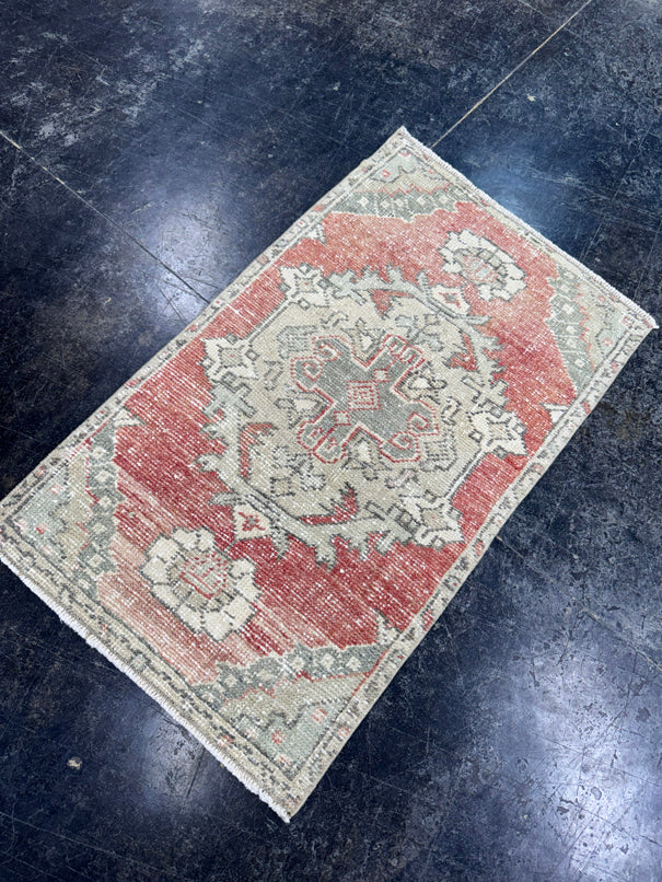 Turkish Mini Rug Oriental Hand Knotted Vintage Rug  1'9'' x  2'11'' #12198