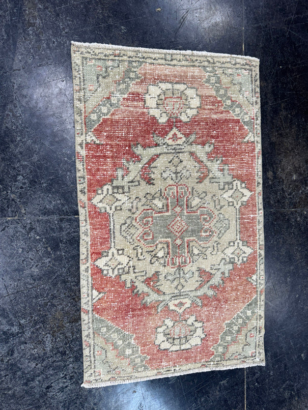 Turkish Mini Rug Oriental Hand Knotted Vintage Rug  1'9'' x  2'11'' #12198