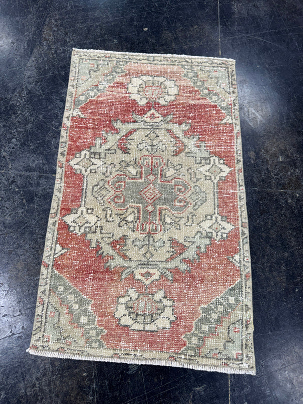 Turkish Mini Rug Oriental Hand Knotted Vintage Rug  1'9'' x  2'11'' #12198