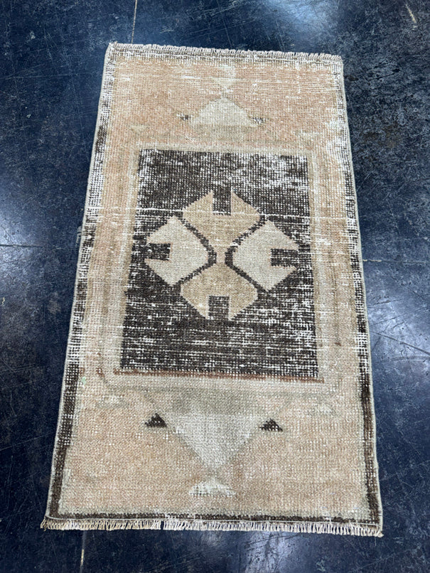 Turkish Mini Rug Oriental Hand Knotted Vintage Rug  1'8'' x  2'11'' #12199