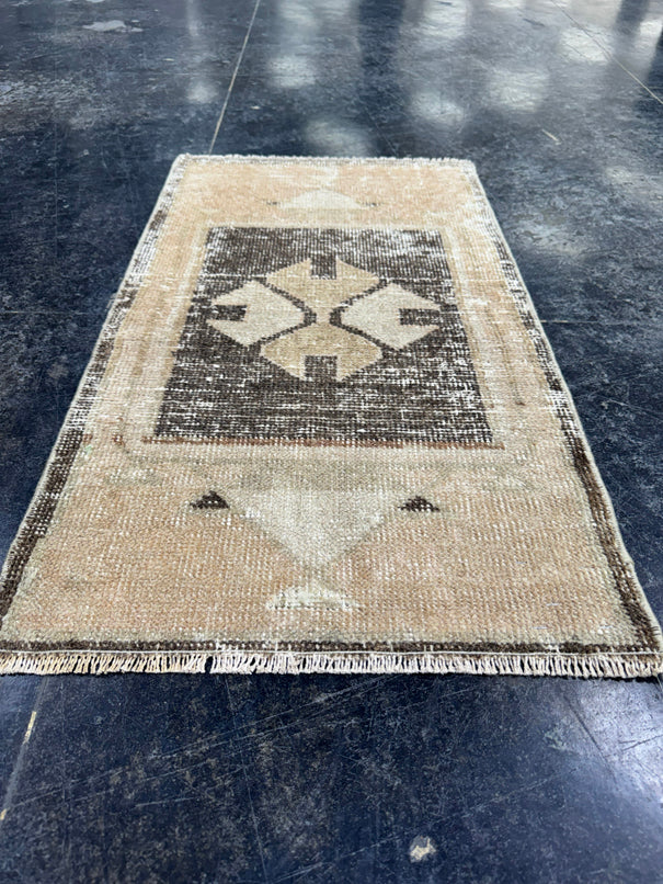 Turkish Mini Rug Oriental Hand Knotted Vintage Rug  1'8'' x  2'11'' #12199