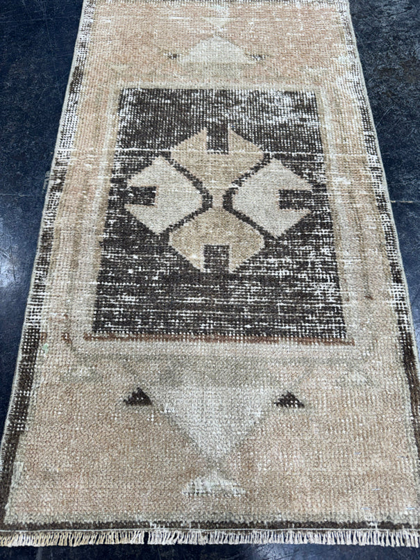Turkish Mini Rug Oriental Hand Knotted Vintage Rug  1'8'' x  2'11'' #12199