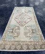Turkish Mini Rug Oriental Hand Knotted Vintage Rug  1'8'' x  3'8'' #12200
