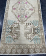 Turkish Mini Rug Oriental Hand Knotted Vintage Rug  1'8'' x  3'8'' #12200