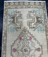 Turkish Mini Rug Oriental Hand Knotted Vintage Rug  1'8'' x  3'8'' #12200