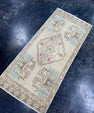 Turkish Mini Rug Oriental Hand Knotted Vintage Rug  1'8'' x  3'8'' #12200