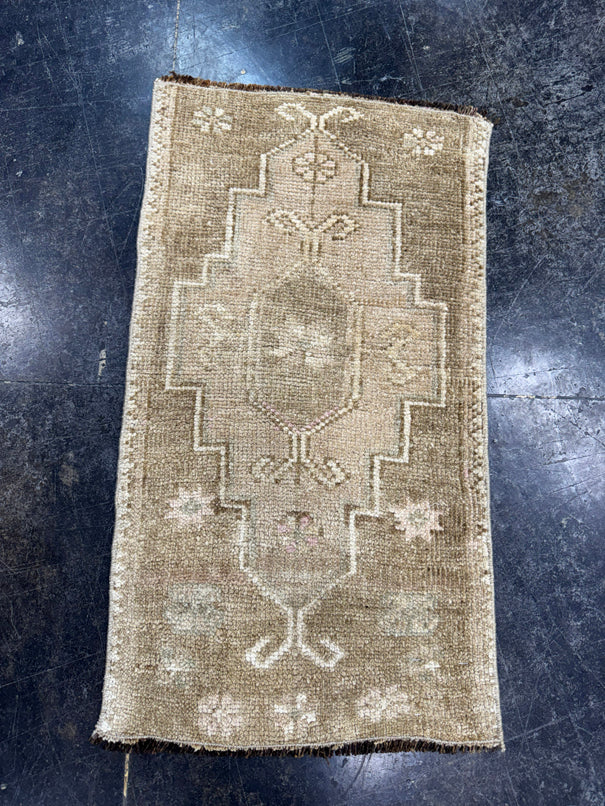 Turkish Mini Rug Oriental Hand Knotted Vintage Rug  1'5'' x  2'7'' #12201